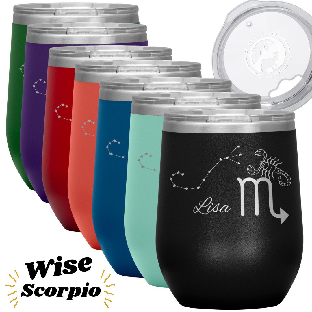 Scorpio Wine Tumbler, Scorpio Star Sign Cup, Zodiac Scorpio Gift, Gift for Scorpio Star Sign, Astrology Lover Gift, Birthday Gift for Her