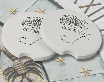 Scorpio Star Sign Car Coasters, Scorpio Star Constellation Coasters, Scorpio Zodiac Coasters, Scorpion Coasters, Gift for Scorpio