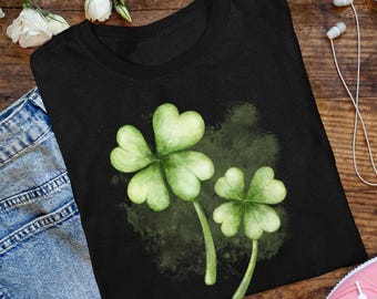 St Patrick's Day Shirt, Four Leaf Clover Lucky Tshirt, St Paddy's Day Irish Clothing, Cute Shamrock Shirt, Nature Lover Gift