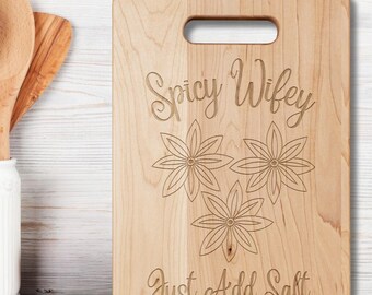 Wifey Collection, Funny Kitchenware, Fun Cutting Board, Cinnamon Spice Kitchen Decor, House-warming Gift, New Home Gift, Gift for Her