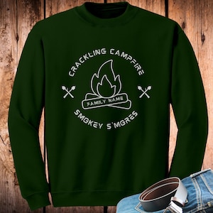 Custom Campfire S'mores Family Camping Sweatshirts, Nature Lover Gift, Outdoors Adventure Sweater, Hiking Gift for Him/Her, Gift under 50