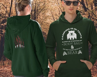 Camping Hoodie, Camping is In-Tents Camp Hoodie, Hiking Gear, Adventure Gift, Nature Lover, Funny Bear Camp Shirt, Unisex Hooded Sweatshirt