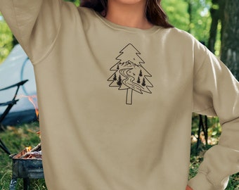 Camping Sweatshirt, Pine Tree Camp Sweater, Hiking Sweatshirt, Outdoorsy Sweater, Nature Lover Gift, Adventure Sweatshirt, Christmas Sweater