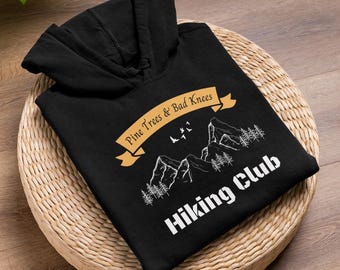 Hiking Club Apparel, Camping Hoodie, Campfire Hoodie, Outdoors Hooded Sweatshirt, Pine Trees Sweater, Nature Lover Gift, Camping Gift