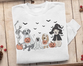 Funny Dog Halloween Sweatshirt, Skeleton Dog Halloween Sweater, Dog Lover Sweatshirt, Gift for Dog Mom, Trick or Treat Ghost Dogs Sweater