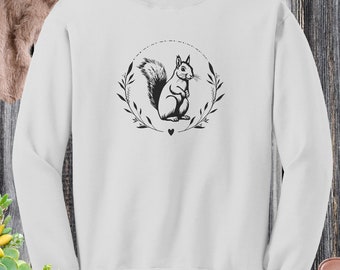 Squirrel Sweatshirt, Animal Lover Sweater, Nature Lover Gift, Outdoorsy Sweater, Women's Crewneck Sweatshirt, Gift for Squirrel Lover
