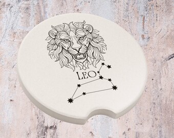 Leo Constellation Coasters, Leo Zodiac Coasters, Gift for Leo Star Sign, Astrology Gift for Leo, New Car Accessories Gift, Lion Car Coasters