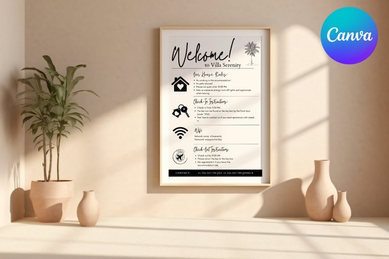 Airbnb Sign Template, Vacation Rental, House Rules Policies, VRBO Signs, Wifi, Guest