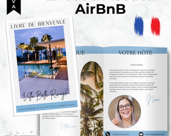 Modello francese di libro di benvenuto Airbnb / Moderna casa sulla spiaggia / Guida alla casa Canva / Guida Airbnb / Libro degli ospiti VRBO / Affitto vacanze al mare