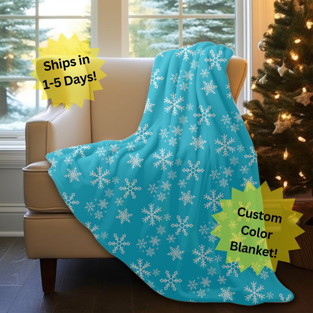 Custom Color Snowflake Blanket, Velveteen Plush Blanket, Choice of