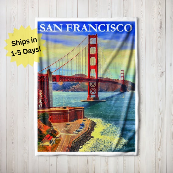 San Francisco Golden Gate Bridge Blanket, Velveteen Plush Blanket