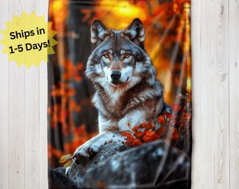 Wolf Blanket, Velveteen Blanket, Sherpa Fleece Blanket, Wildlife Outdoors Throw Blanket, Kids Blanket Gift, Childrens Blanket, Baby Blanket