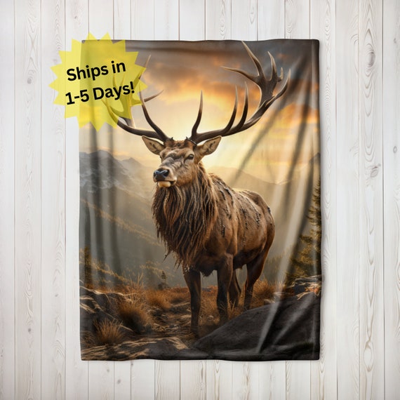 Elk Blanket Velveteen Plush Blanket Sherpa Fleece Blanket Outdoors Blanket Throw Wildlife Blanket Sunrise Blanket Gift for Hunter Etsy