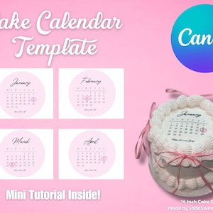 CANVA DIGITAL TEMPLATE 2024 Cake Calendar for all Cake Shapes|Fun Burnaway Cake Trend|Ideal for Celebrations|Step-by-Step Tutorial|Printable
