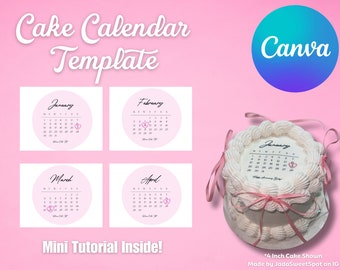 CANVA DIGITAL TEMPLATE 2024 Cake Calendar para todas las formas de pasteles/pastel Burnaway/cumpleaños, día de San Valentín y mucho más. Digital 2024/Tutorial