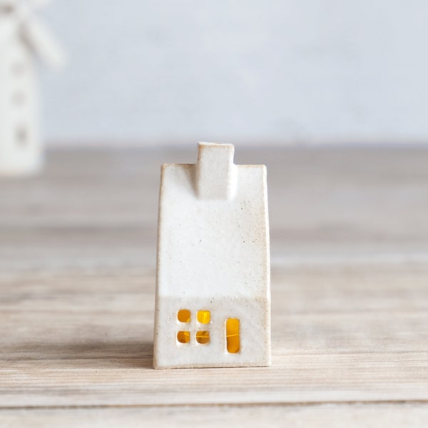 Ceramic Cottage Shelf Ornament / Scandinavian Decor Miniature House / Little House Table Decoration / Ceramic Cottage