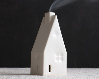 Stoneware House Incense Burner in Grey, Incense Cone Holder, Incense Cone Burner, Ceramic Incense Holder, Ceramic House