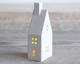 Little Houses Ornaments, LED Light Holder, Small Ceramic Houses, Ceramic Cottage