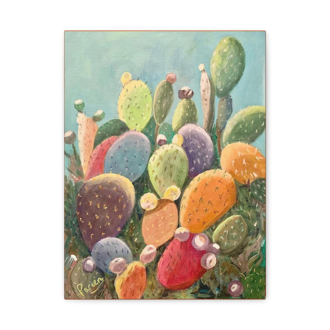 Colorful Prickly Pear Cactus Canvas Print, Desert Landscape Wall Art - Etsy