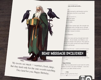 Tarjeta de cumpleaños de ODIN / Tarjeta digital de mitología nórdica (PDF + PNG, con texto)