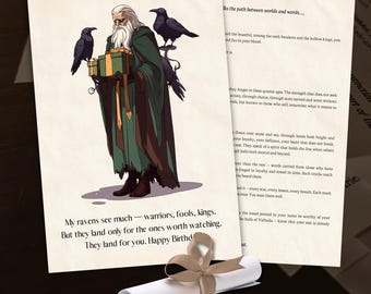 Odin Birthday Card Scroll | Norse Mythology Viking Greeting (Digital Download)