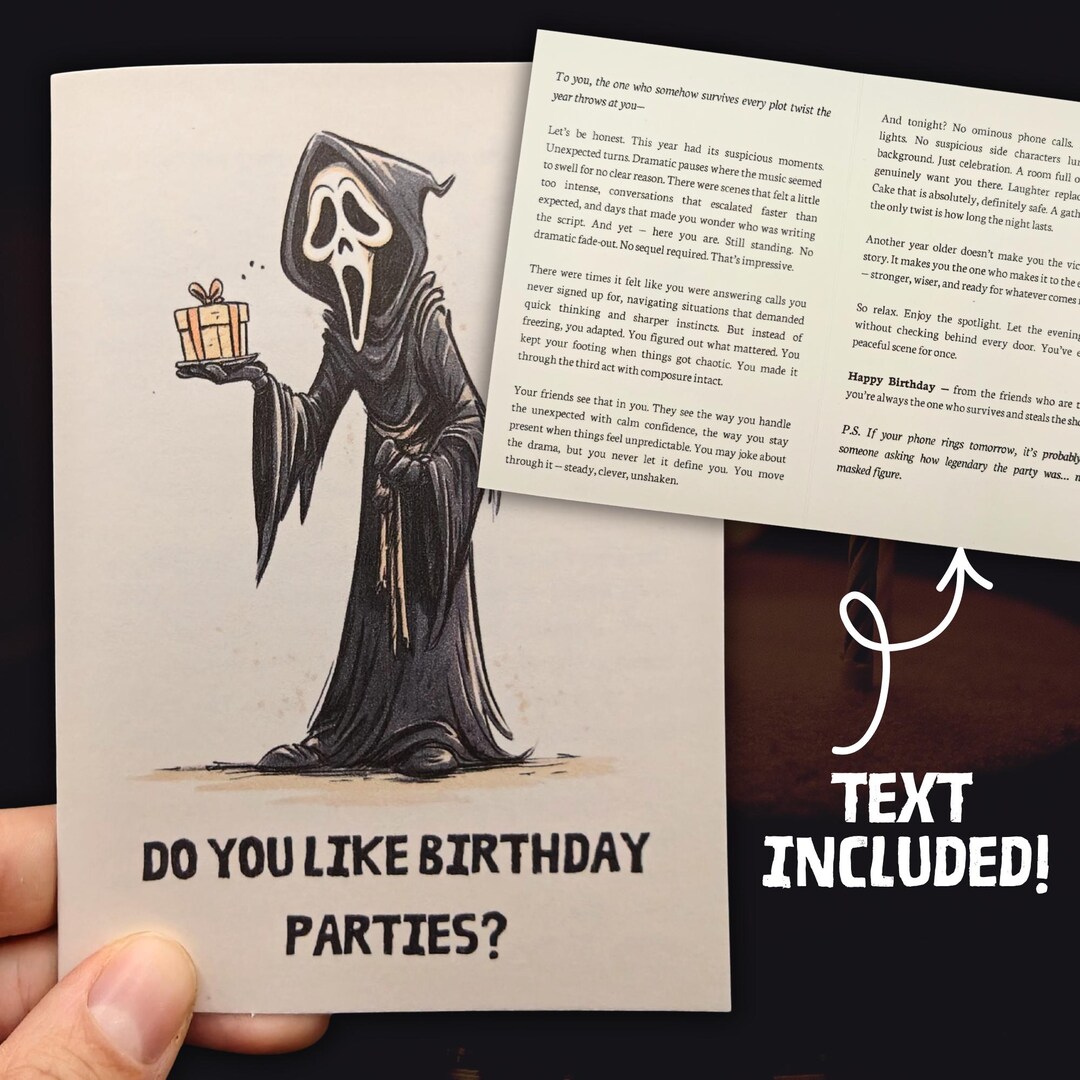 Classic Slasher Mask Birthday Card – Retro Horror Movie Greeting - Etsy