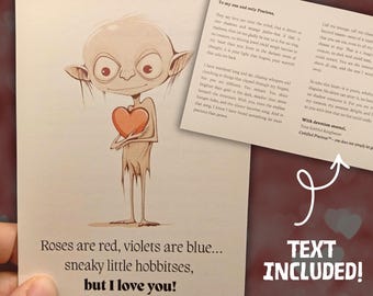 My kostbare liefde-wenskaart – Schattig, griezelig romantisch en jubileumkaart – Handgemaakte A5-kaart in parodiestijl met gedrukte tekst