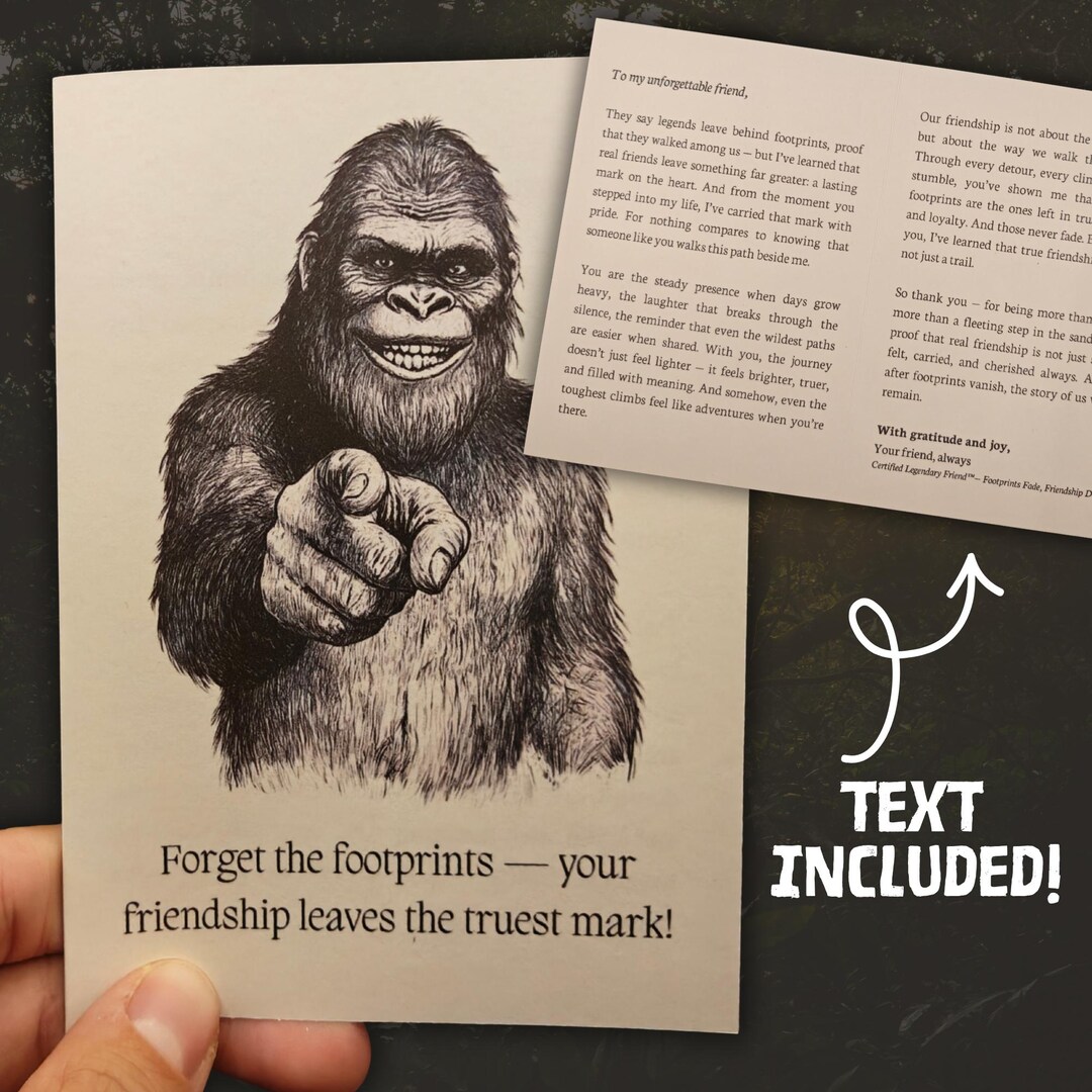 Bigfoot Cryptid Friendship Greeting Card – Legendary Friendship ...