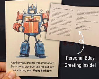 Sci-Fi Robot Birthday Card - Mecha Hero Handmade Greeting