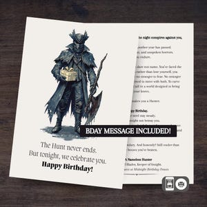 Gothic Hunter Birthday Card: Dark Fantasy Art (PNG + PDF)