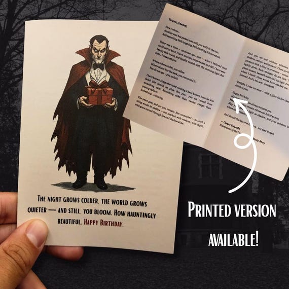 Dracula Birthday Card – Gothic Vampire Digital Greeting – With