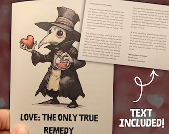 Plague Doctor Love Greeting Card – Gothic Anniversary & Romantic Card – Handmade Dark Romance