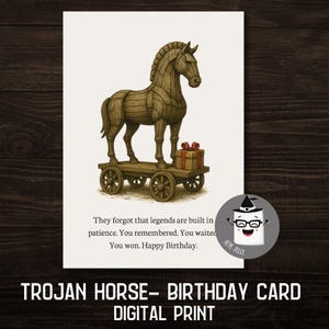 Trojan Horse Birthday Card – Greek Mythology Digital Download – Legendary Strategy Printable – Unique Birthday Card PNG