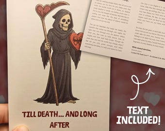 Grim Reaper Love Card – Gothic Anniversary, Dark Romance Greeting (A5)