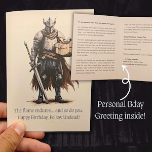 Chosen Undead Birthday Greeting Card – Dark Fantasy Knight Soulslike A5 Handmade Card