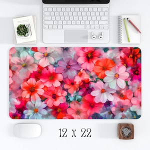 Floral Cottagecore Desk Mat | Vintage Botanical Mouse Pad | Aesthetic Nature Decor for Office or Home Workspace