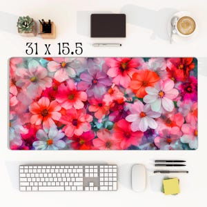 Floral Cottagecore Desk Mat | Vintage Botanical Mouse Pad | Aesthetic Nature Decor for Office or Home Workspace
