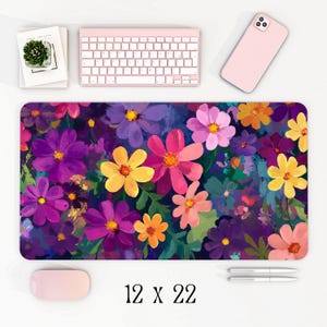 Cottagecore Floral Desk Mat | Botanical Mouse Pad | Aesthetic Office Decor | Large Flower Computer Mat | Hippy Office Decor
