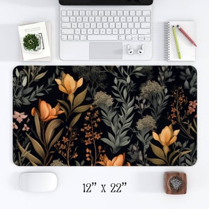 Cottagecore Floral Desk Mat | Botanical Mouse Pad | Aesthetic Office Decor | Large Flower Computer Mat