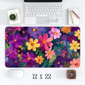 Cottagecore Floral Desk Mat | Botanical Mouse Pad | Aesthetic Office Decor | Large Flower Computer Mat | Hippy Office Decor