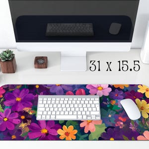 Cottagecore Floral Desk Mat | Botanical Mouse Pad | Aesthetic Office Decor | Large Flower Computer Mat | Hippy Office Decor