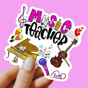 Music teacher sticker, Music teacher decal, laptop sticker, tumbler sticker, water bottle sticker, waterproof sticker, teacher gift