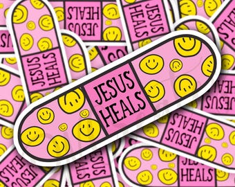 Jesus Heals Bandaid sticker, Jesus Heals sticker, Christian sticker, laptop sticker, tumbler sticker, tumbler sticker, waterproof sticker