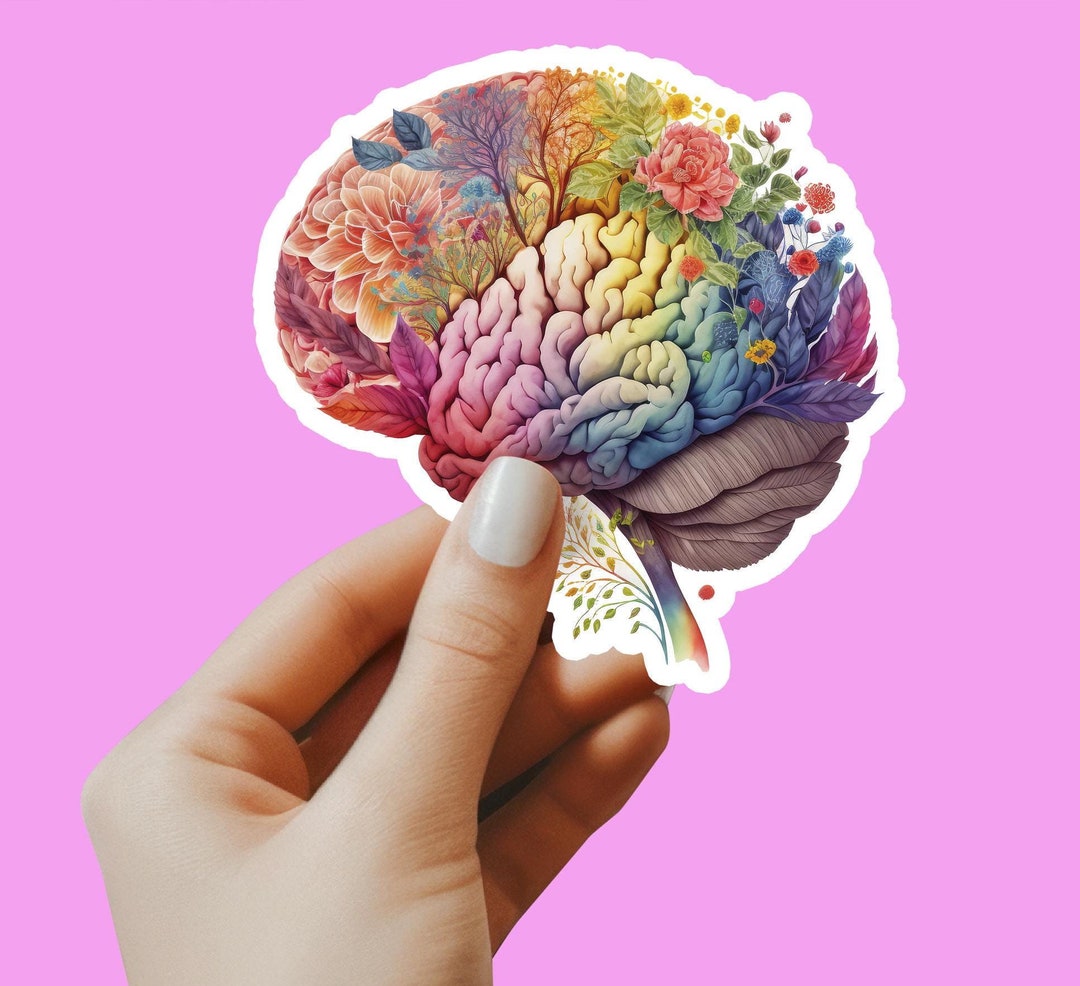 Brain Sticker, Colorful Brain Sticker, Laptop Sticker, Tumbler Sticker ...