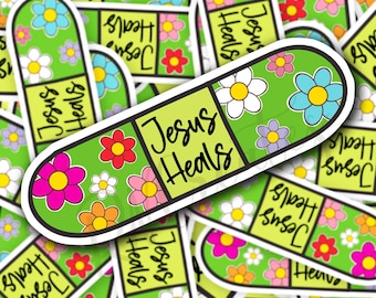 Jesus Heals Bandaid sticker, Jesus Heals sticker, Christian sticker, laptop sticker, tumbler sticker, tumbler sticker, waterproof sticker