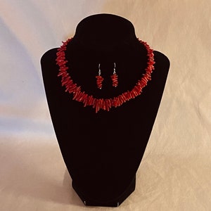 Red Coral Necklace and Matching Earrings made with Sterling Silver