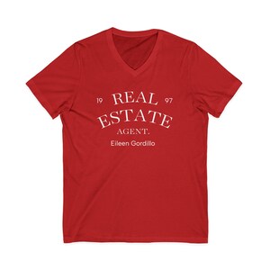 Real Estate Agent name tee | V-Neck T-Shirt | QR Code back design
