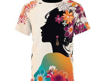 Unisex T-shirt met bloemenprint, kleurrijk grafisch shirt voor dames, perfect cadeau voor Moederdag, boho-stijl top, casual - LAMORUX