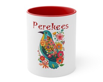 Perekees mok met bloemen- en vogelmotief | 325 ml accentkoffiebeker - LAMORUX