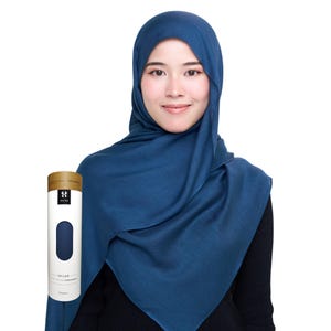 Modal Hijab Scarf Dark Blue Lightweight Long Rectangular Non-Slip Headscarf Cotton Pashmina Islamic Gift